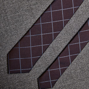 Brown Checked Slim Tie
