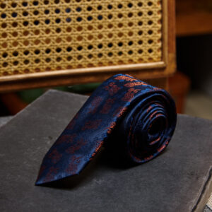 Patterned Navy Slim Tie