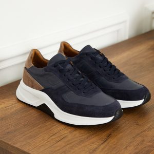 Navy Mix Material Suede Trainers