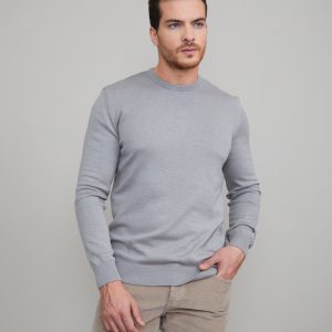 Grey Knitted Cotton Sweater