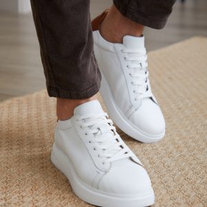 Chunky White Genuine Leather Sneakers