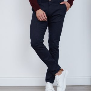 Navy Patterned Slim Fit Chino