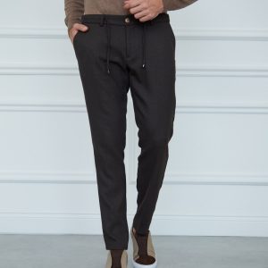 Refined Structured Brown Trousers