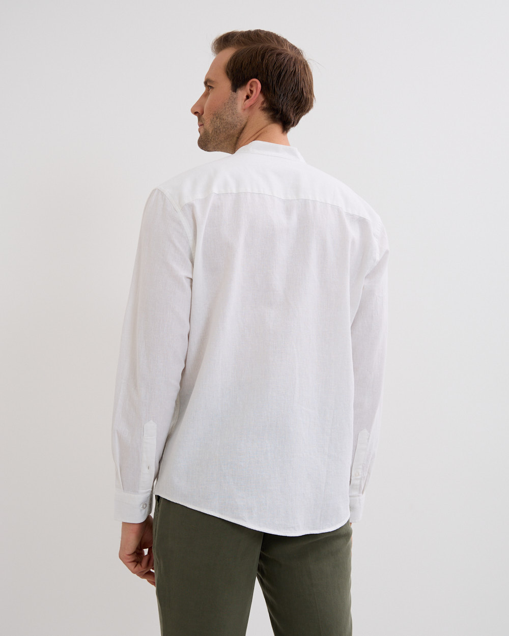 Custom fit linen shirt - Bright White