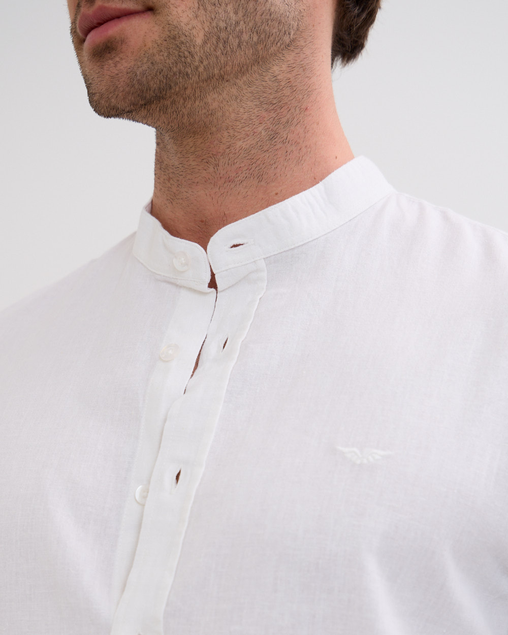 White Premium Linen thread embroidered shirt
