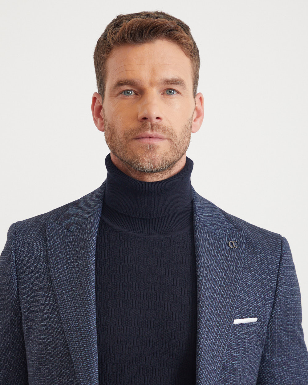 2020005 Navy Patterned Blazer For Men