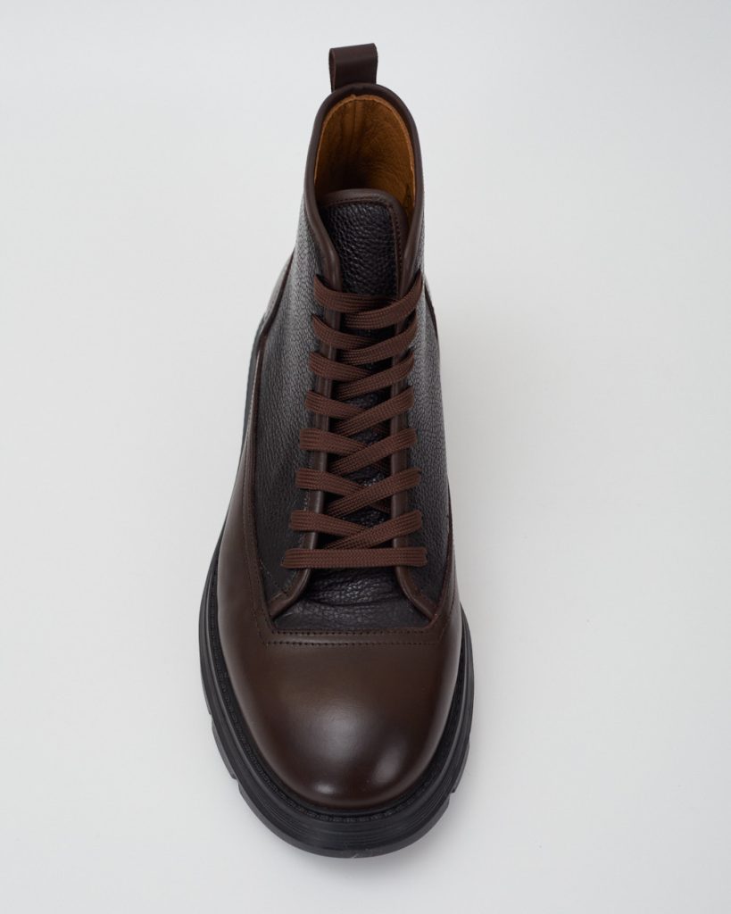 brown leather combat boots