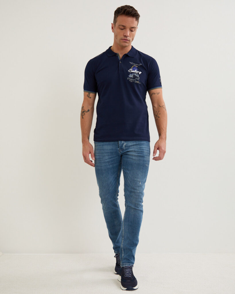 Pique Polo Shirts - Navy
