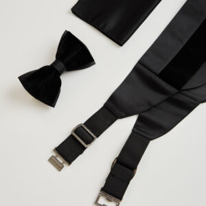 Black Petra Cummerbund Bowtie Set