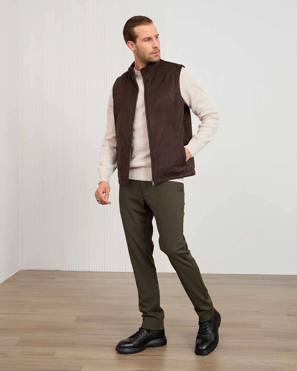 Brown Quilted Double Sided Vest