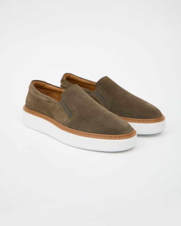Olive Suede SlipOn Sneakers