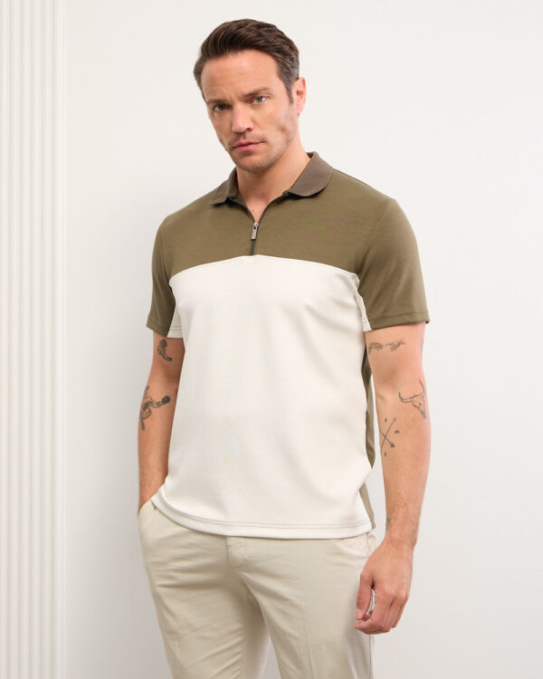 Olive Color Block Polo