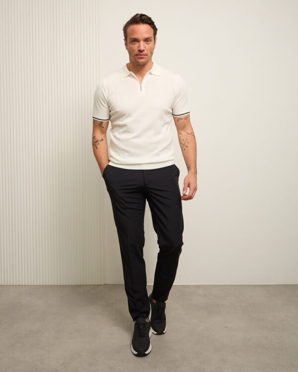 White Luxe Tech Fabric Polo
