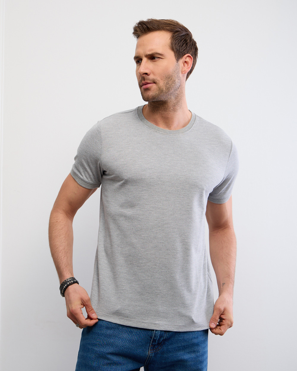 Grey Refined Structured T-Shirt