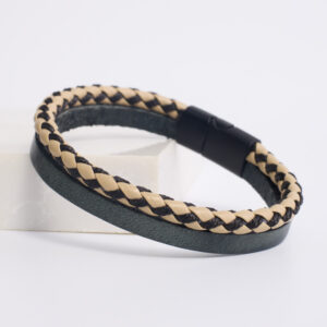 Beige Braided Leather Bracelet