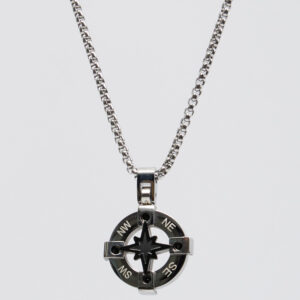 Silver Compass Pendant Necklace