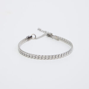 Silver Flat Braid Chain Bracelet