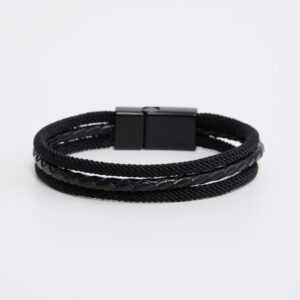 Black Adventurer Leather Bracelet