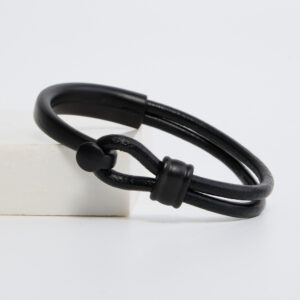 Black Hook Leather Bracelet