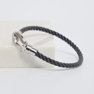 Grey Braided Metal Bracelet