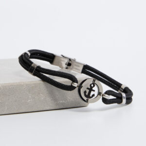 Black Anchor Metal Bracelet