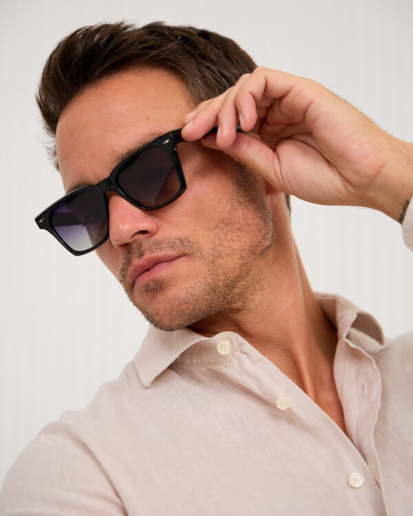 Elias Black Square Sunglasses