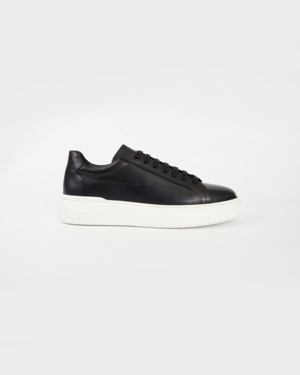 Black Polished Step Sneakers