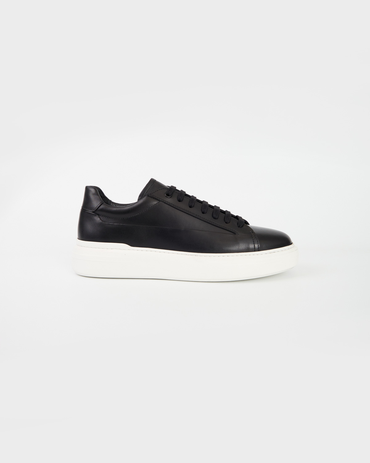 Black Polished Step Sneakers