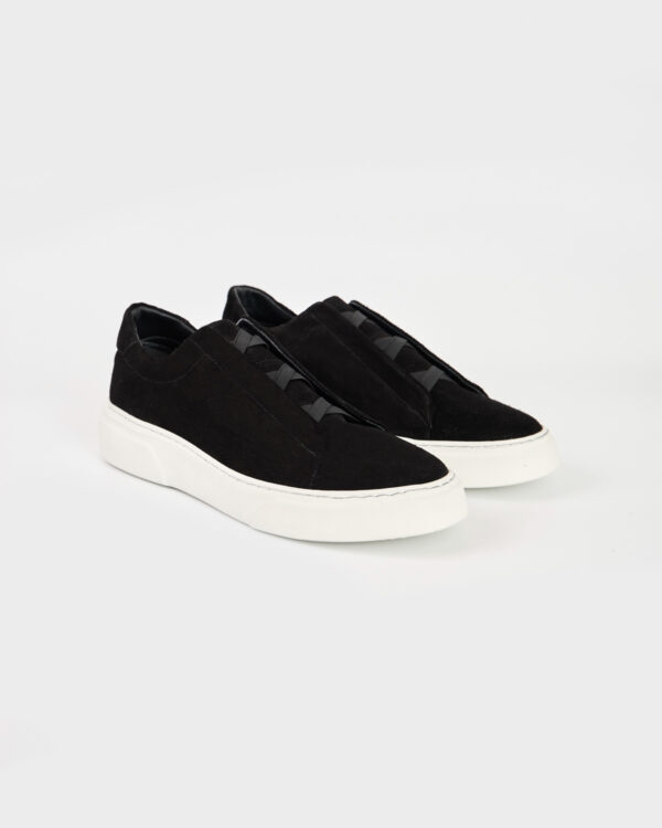Black Suede Stride Sneakers