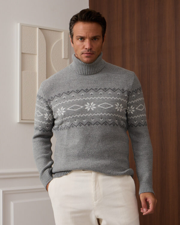 White 【08sircus】Wool slub high neck sweater Classy Wool High 