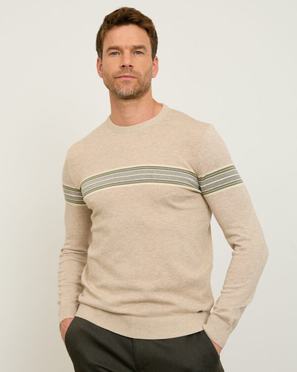 Beige Modern Line Roundneck Sweater