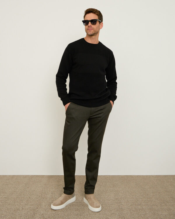 Black Balanced Cut Roundneck Sweater