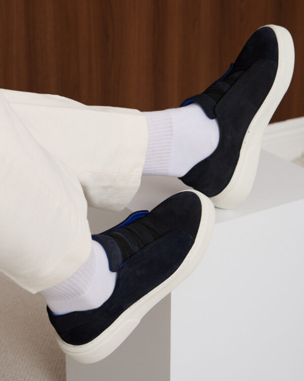Navy Suede Stride Sneakers