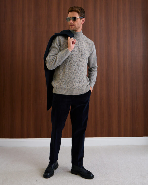 Navy Refined Corduroy Trousers