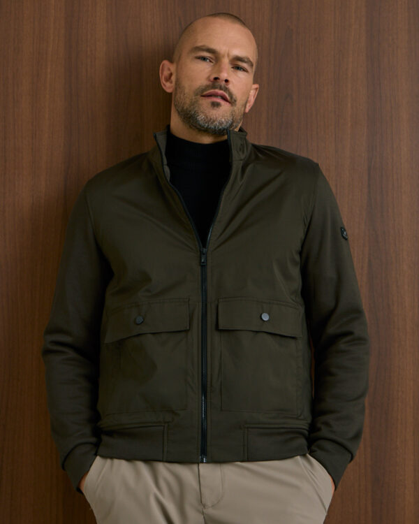 Olive Polished Mix Material Light Jacket