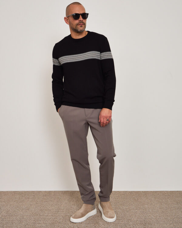 Black Modern Line Roundneck Sweater