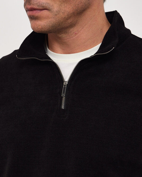 Black Clean Finish Zipneck Sweater