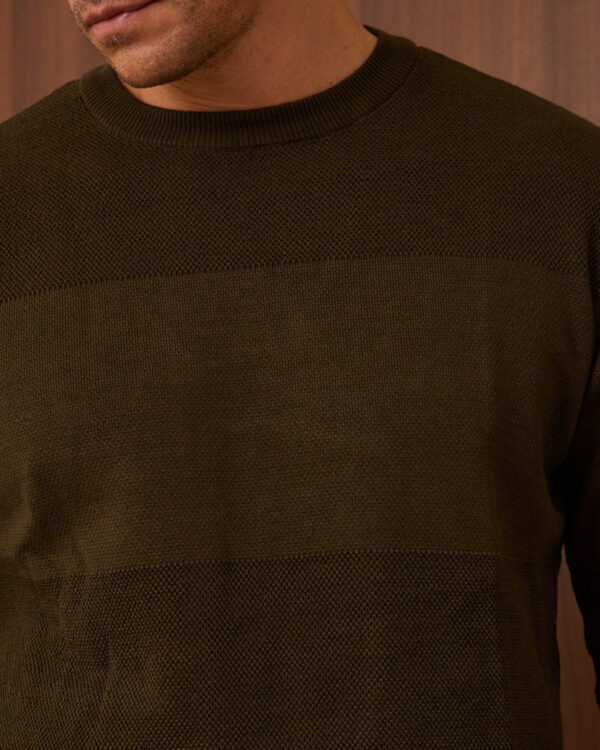 Olive Balanced Cut Roundneck Sweater