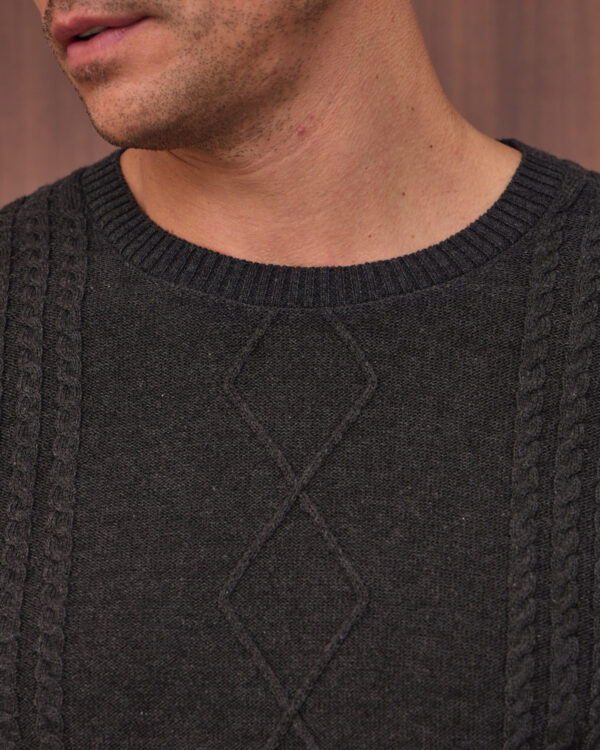 Charcoal Refined Detail Roundneck Sweater