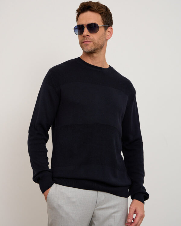 Navy Balanced Cut Roundneck Sweater