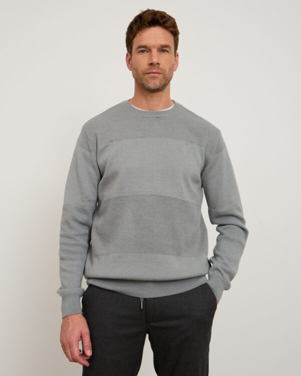 Grey Balanced Cut Roundneck Sweater