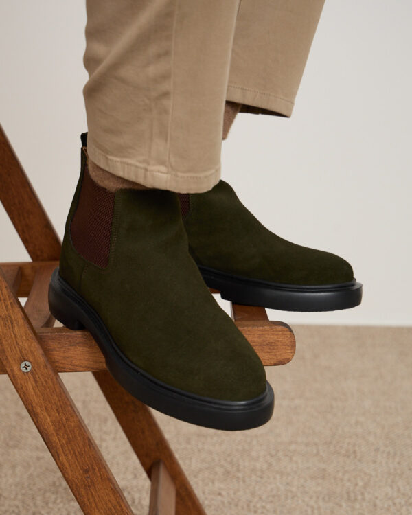 Olive Classic Suede Chelsea Boots