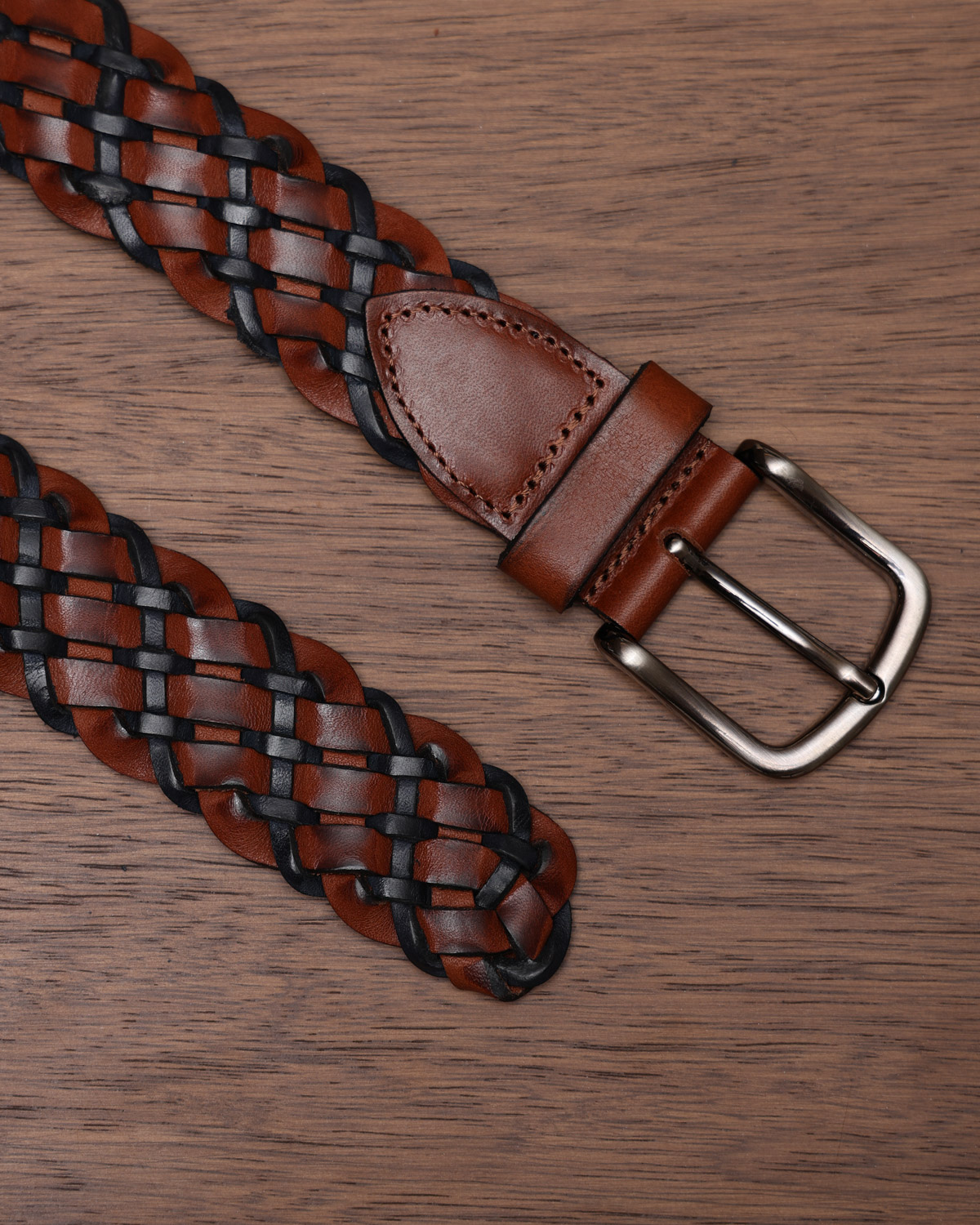 Havana Woven Leather Belt