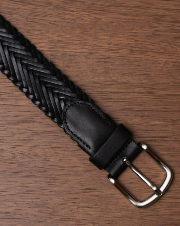 Black Braided Leather Belt