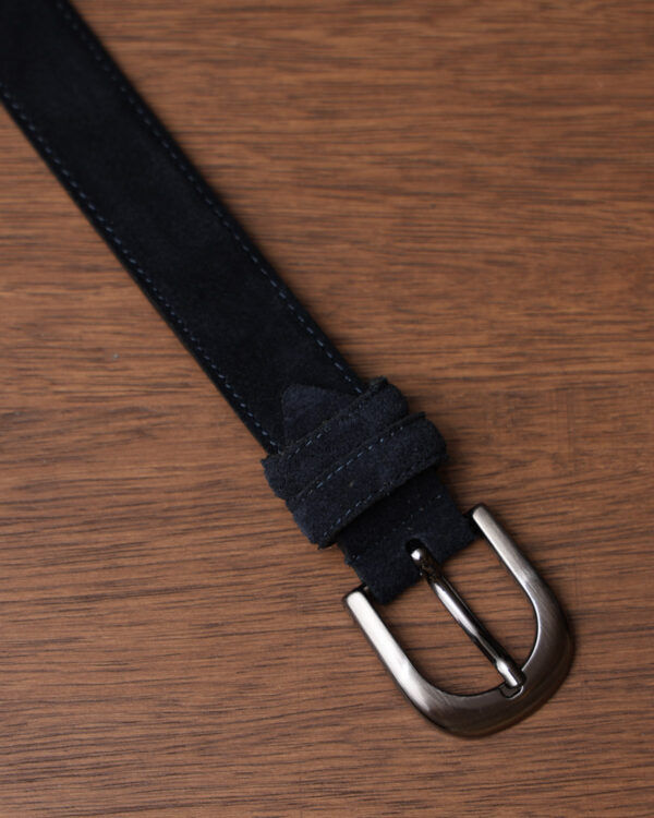 Navy Slim Elegant Suede Belt
