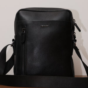 Black Textured Leather Cross Bag