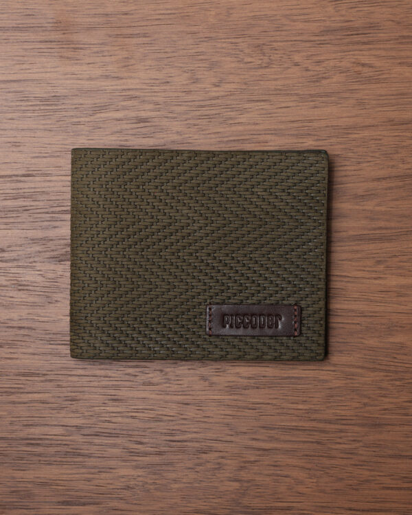 Olive Chevron Leather Wallet