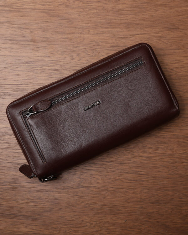 Brown Clean Leather Clutch Wallet