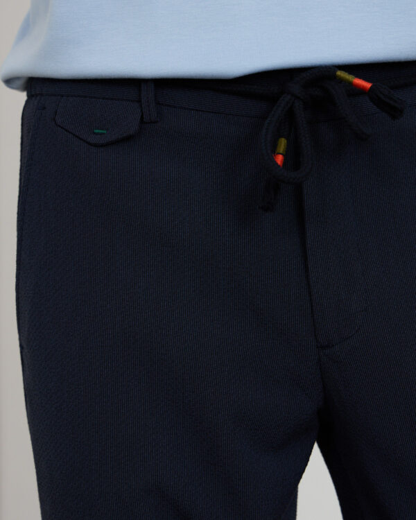 Navy Stretch Striped Trousers