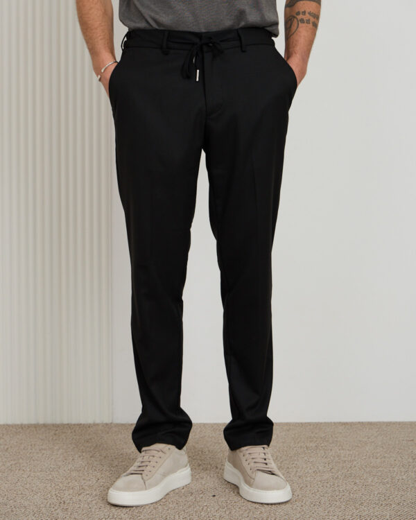 Black Wool Structured Trousers